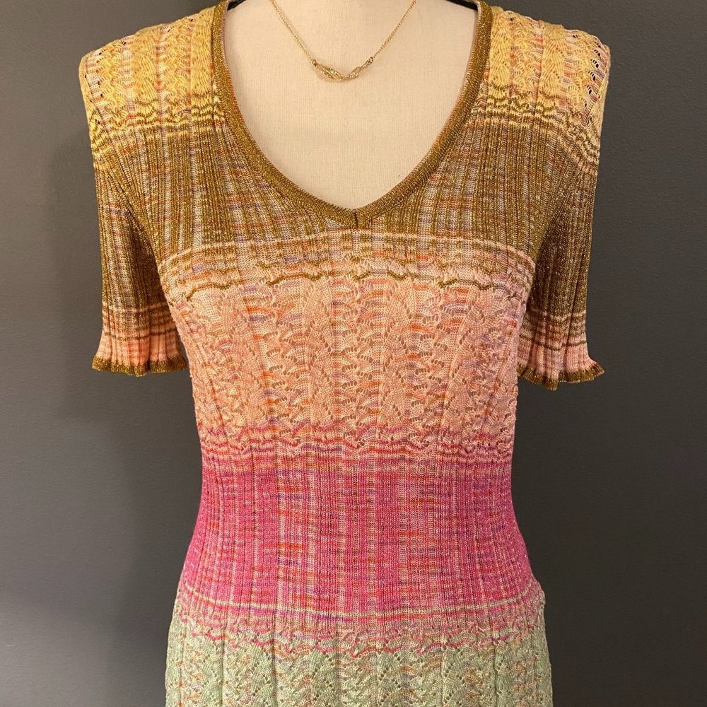 Original Missoni Ombre V-Neck Short-Sleeve Blouse